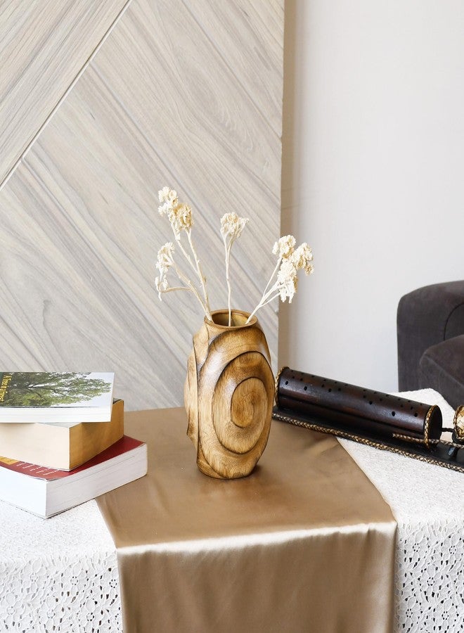 AeraVida Mesmerizing Brown Hand Carved Etched Spiral Mango Tree Wood Dry Vase | Home Decor Vases | Carved Wooden Vase | Decorative Vases for Home Décor - Image 3