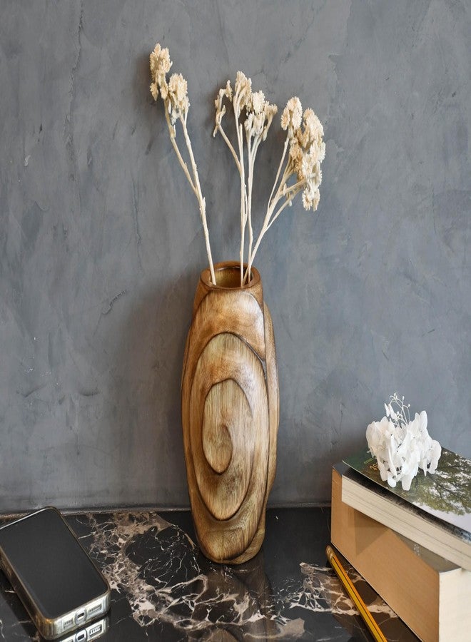 AeraVida Mesmerizing Brown Hand Carved Etched Spiral Mango Tree Wood Dry Vase | Home Decor Vases | Carved Wooden Vase | Decorative Vases for Home Décor - Image 4