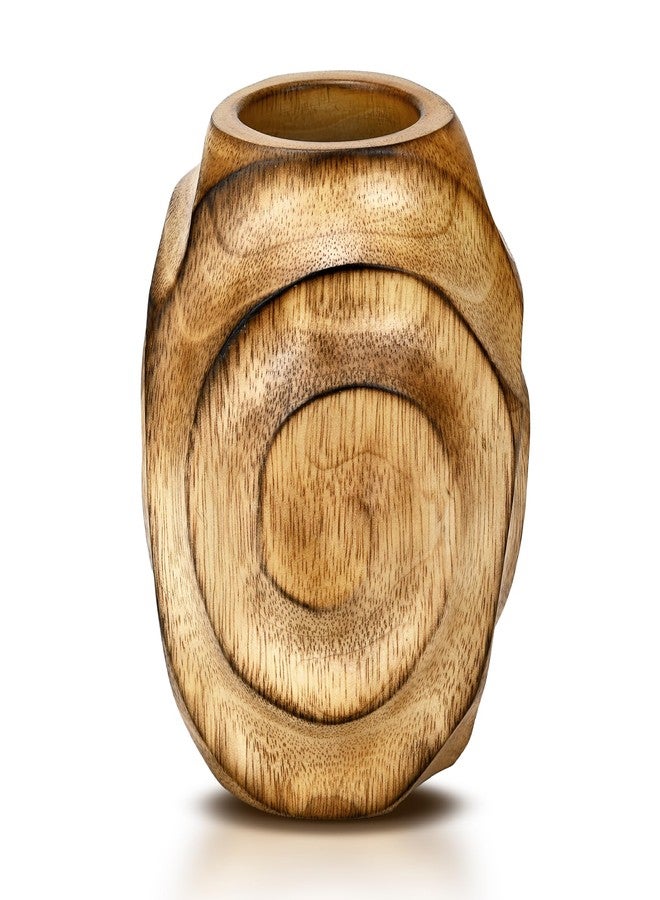 AeraVida Mesmerizing Brown Hand Carved Etched Spiral Mango Tree Wood Dry Vase | Home Decor Vases | Carved Wooden Vase | Decorative Vases for Home Décor - Image 1