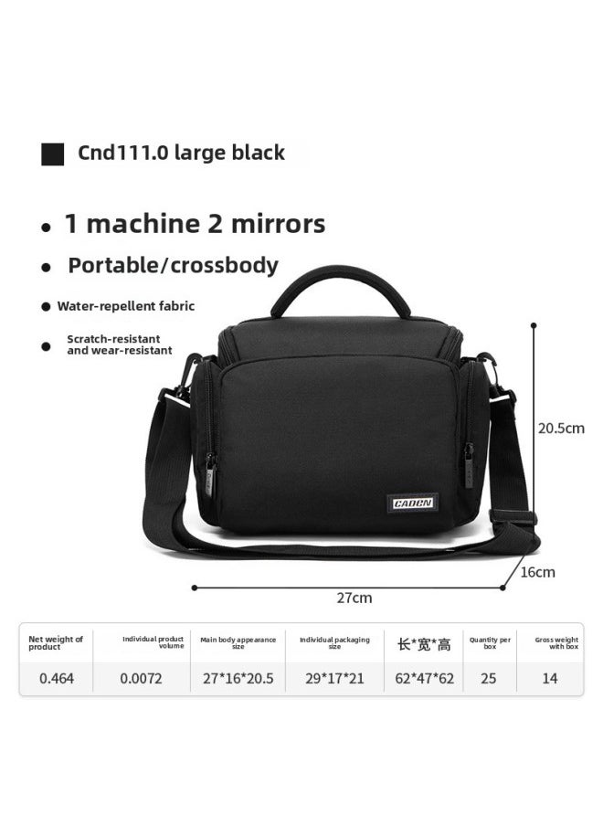 Generic Cwatcun Hong Kong SLR Camera Bag Shoulder Digital Camera Bag Outdoor Nylon Fashion Photography Backpack-Color:Cn+d11+1.0 Large Black (1 Machine 2 Mirrors + 1 Pack Of 2 + Thickened Partitions + Lifetime Warranty)  - Image 1