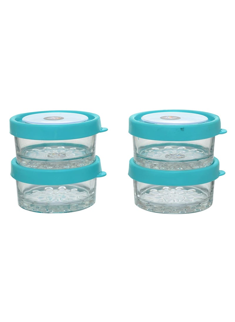 RUFICA RUFICA Mixing Glass Bowl Set of 4 Pcs with Air Tight Lid Transparent Glass Jars with Color Lid Oven and Microwave Safe Bowl with 250 ml Round Bowl for Kitchen Storage Multicolor  - Image 3