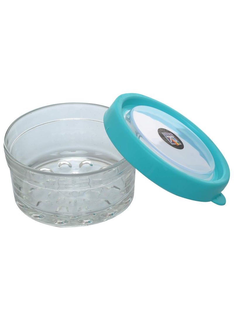 RUFICA RUFICA Mixing Glass Bowl Set of 4 Pcs with Air Tight Lid Transparent Glass Jars with Color Lid Oven and Microwave Safe Bowl with 250 ml Round Bowl for Kitchen Storage Multicolor  - Image 4