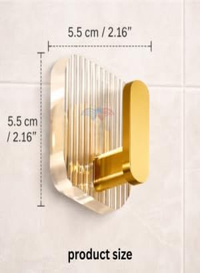 Glenston Self Adhesive Wall Hooks Golden for Kitchen & Bathroom - Heavy Duty Transparent & Golden Hooks for Hanging Towels, Mugs,Bathroom, Kitchen, Bedroom, Office, Home (Pack of 4 Hooks) - Image 2
