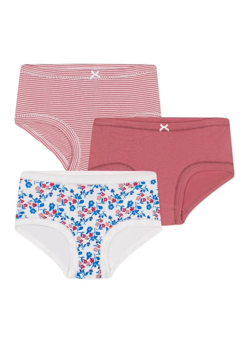 Petit Bateau Children's high-waisted floral cotton pants - 3-Pack