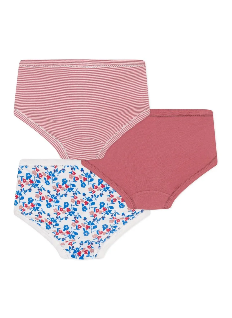 بيتي باتو Children's high-waisted floral cotton pants - 3-Pack