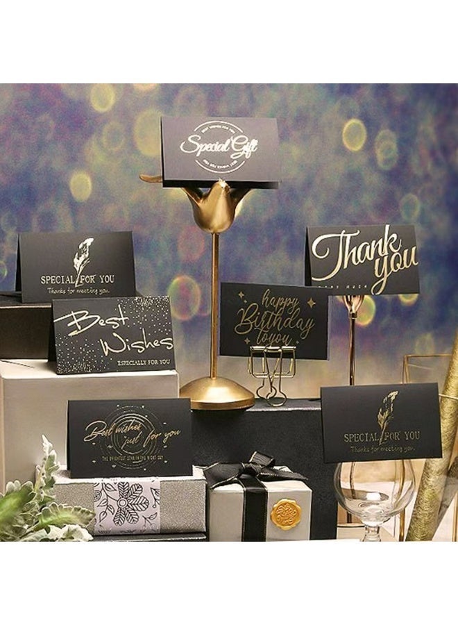 Thank-you card, a gift card that combines black and gold elements, has a unique design, and comes with a blessing message. It also includes a blank notepad card, as well as a paper-based envelope and sealing sticker (size: 13.5 x 9 cm / 5.1 x 3.54 inches). - Image 5