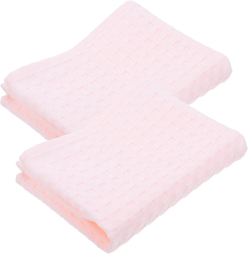 DOITOOL 2pcs Washcloths Soft Cotton Waffle Weave Face Towels Water Absorbent Newborn Wash Towels for Household Bath and Facial Use - Image 1