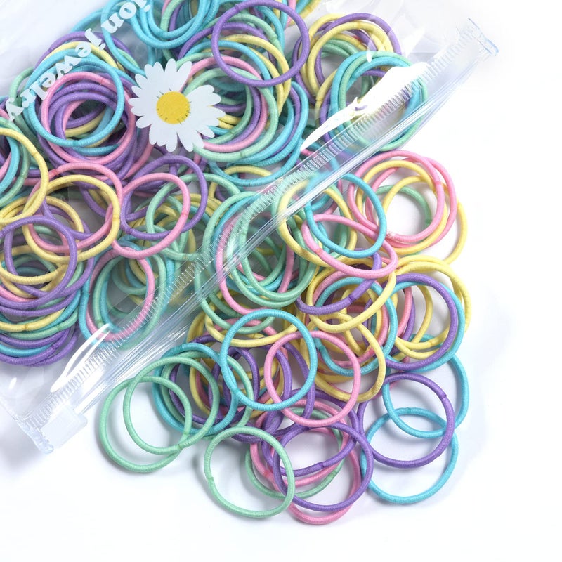 Small Hair Elastics for Girls Soft and Comfy Rubber Bands 100 PCS Hair Ties Multi Color