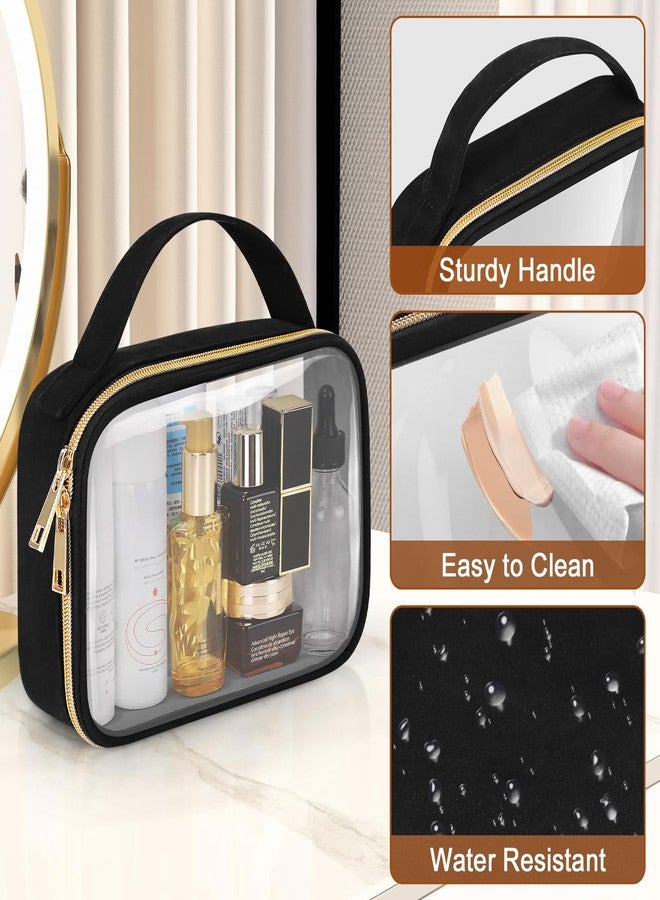 Wedama Clear Toiletry Bag, 2 Pack Clear Makeup Bags with Handles, PVC Cosmetic Bags for Women and Men, Large Opening Toiletry Bags, Black - Image 5