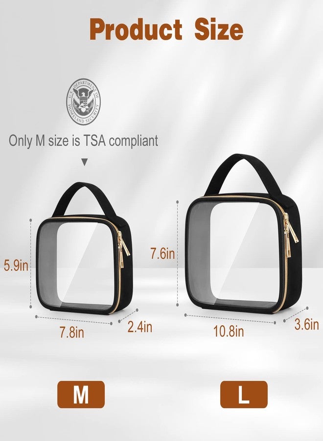 Wedama Clear Toiletry Bag, 2 Pack Clear Makeup Bags with Handles, PVC Cosmetic Bags for Women and Men, Large Opening Toiletry Bags, Black - Image 3