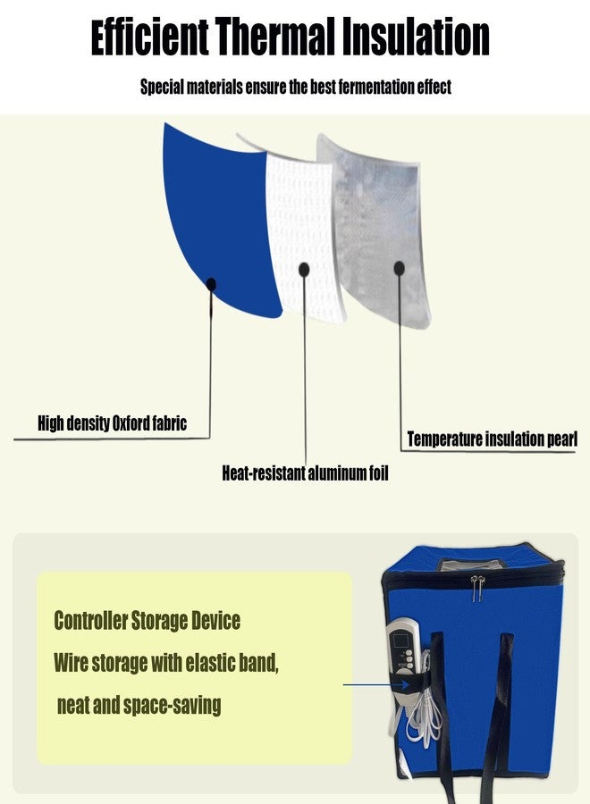 GEOYLE Folding Dough Proofing Box, Sourdough Starter with Temp Control (0-122℉) & 96H Timer, 20L Bread Proofing Box for Sourdough, Pizza, Yogurt, Seed Starting,Blue 10.6 * 10.6 * 10.6inch - Image 3