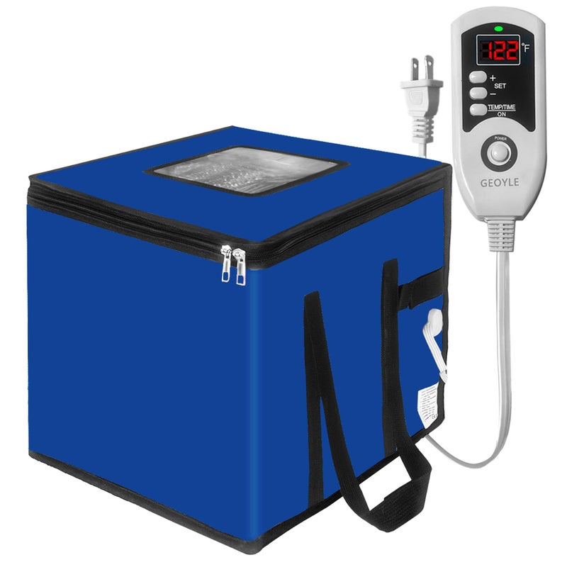 GEOYLE Folding Dough Proofing Box, Sourdough Starter with Temp Control (0-122℉) & 96H Timer, 20L Bread Proofing Box for Sourdough, Pizza, Yogurt, Seed Starting,Blue 10.6 * 10.6 * 10.6inch - Image 1