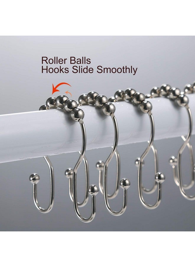 Goowin Goowin Shower Curtain Hooks, 12 Pcs Shower Curtain Rings, Stainless Steel Brush Nickel Shower Curtain Hooks Rings Rust Proof, Smooth Sliding Anti-Drop Double Shower Hooks for Shower Curtain (Nickel)  - Image 5