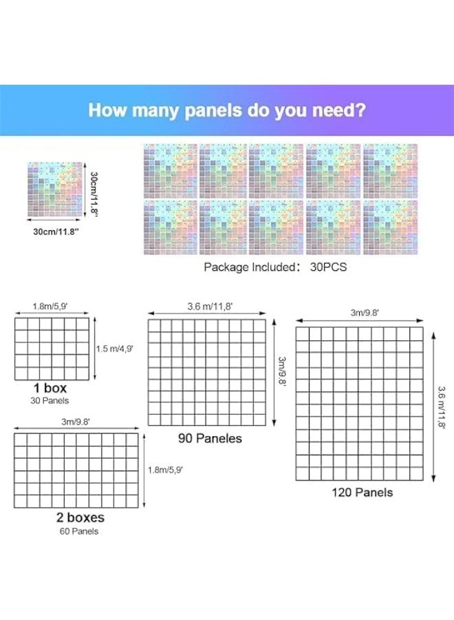 خلفية حائط لامعة متعددة الألوان 30 سم * 30 سم 24 قطعة من لوحات الحائط لصور الخلفيات حفلة لوحات الترتر - Image 2