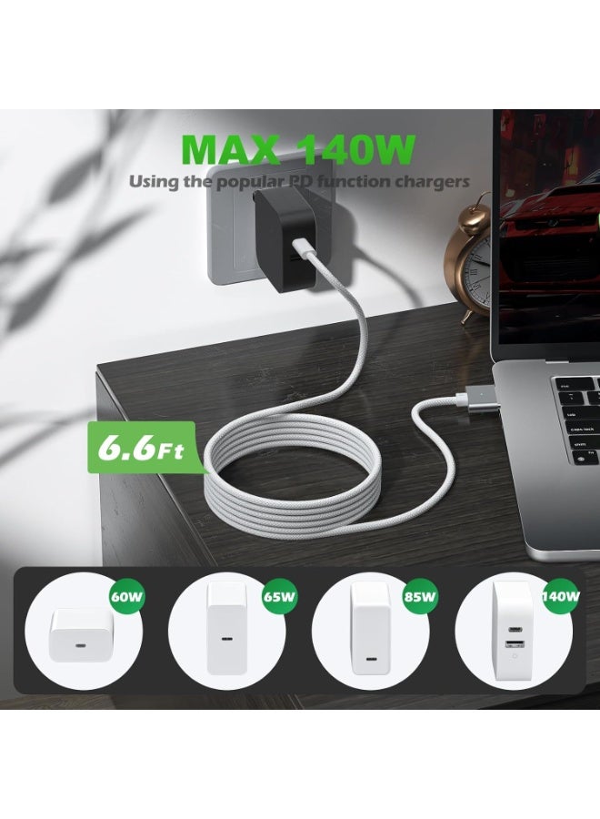 140W USB C to Magnetic 3 Safe Charging Cable(2 M/6.6 ft)for M5/M4/M3/M2/M1 MacBook Pro Air Charger Cord for MacBook Pro (16/142026/2025/2024/2023/2021), Air (15/132026/2025/2024/2023/2022)White - Image 4