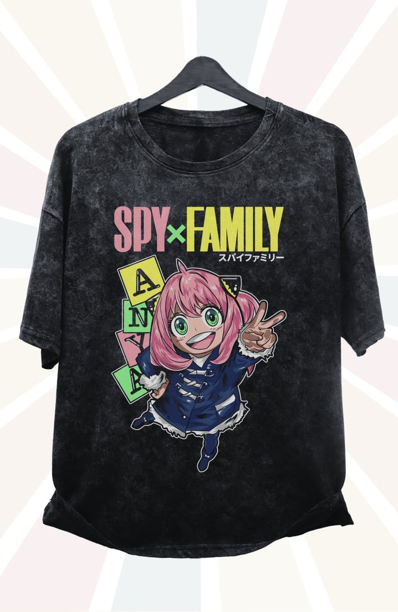 Fuddy Moda Oversize Spy x Family Anya Printed Washable T-Shirt, Unisex Anime Printed Retro T-Shirt  - Image 1