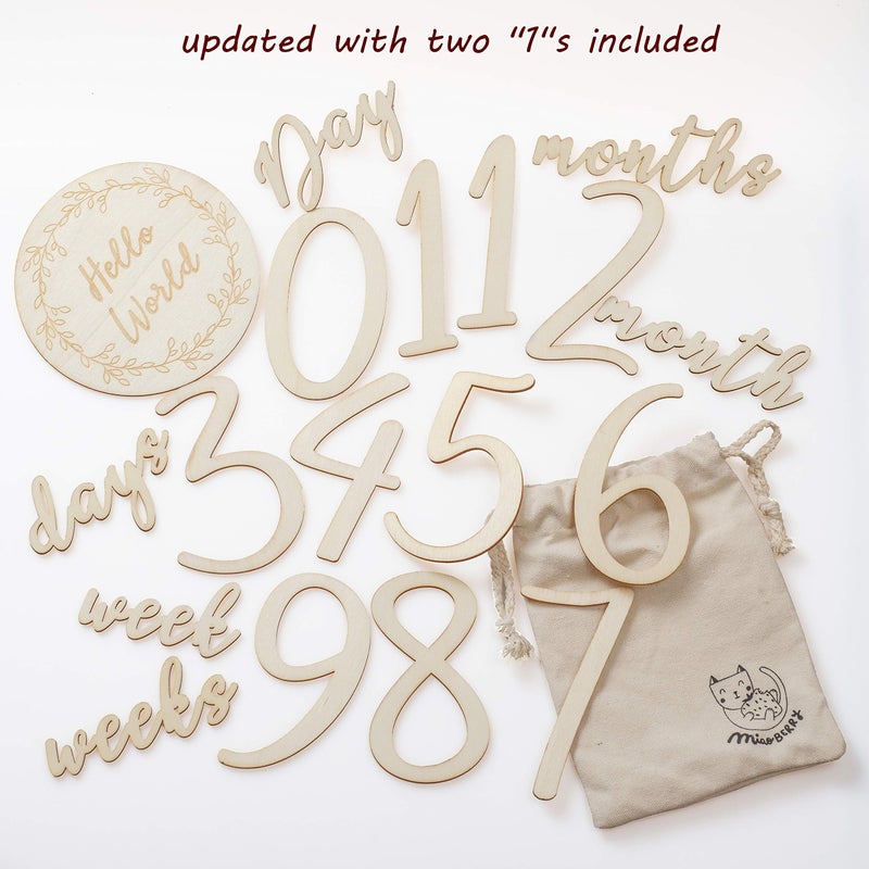 Miaoberry Baby Milestone Numbers|Baby Photo Props Wooden|Newborn Birth Announcement Card Wooden| - Image 2