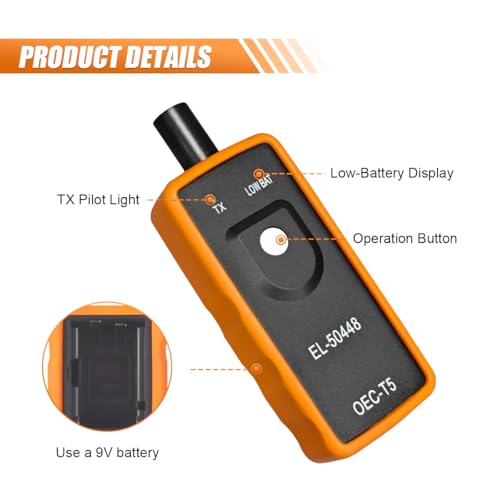 KPFILEH EL-50448 TPMS Relearn Tool, Car TPMS System Reset Programming Training Tool, OEC-T5 Tire Pressure Monitor Sensor Activation Tools for Most Cars, Trucks, SUVs (Orange) - Image 3
