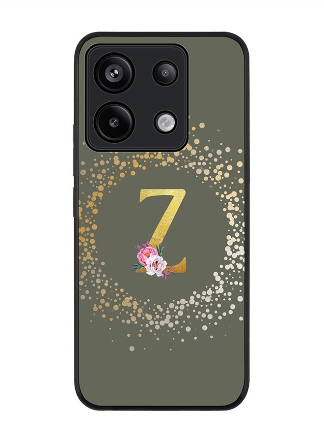 Stylizedd Rugged Black Edge Case for Xiaomi Redmi Note 13 Pro 5G Case Cover- Custom Monogram Initial Letter Floral Pattern Alphabet - Z(Olive Green) - Image 1