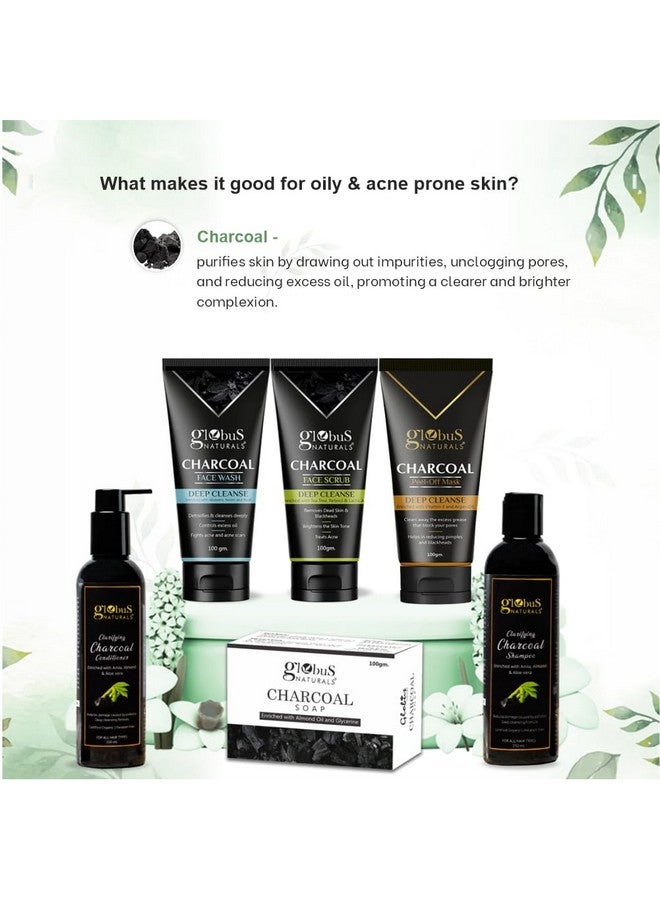 Globus Naturals Charcoal Detox Gift Box, Set Of 6 - Face Wash, Face Scrub, Peel Off Mask, Shampoo, Conditioner, Soap, For Oily, Combination, Sensitive & Acne Prone Skin, Both Men & Women - Image 4