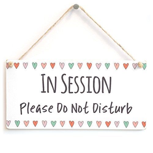 Meijiafei IN SESSION Please Do Not Disturb - Functional Do Not Disturb Home Office Door Plaque Love Hearts 10" X 5" - Image 1