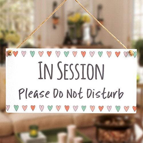 Meijiafei IN SESSION Please Do Not Disturb - Functional Do Not Disturb Home Office Door Plaque Love Hearts 10" X 5" - Image 2