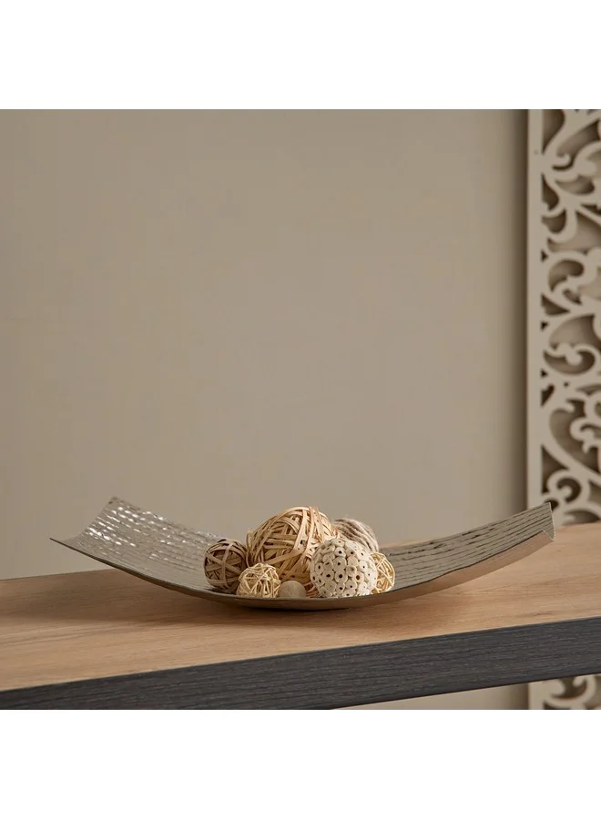 Home Box Ausie Aluminium Sparkle Ribbed Rectangular Bowl 43 x 23 x 7.5 cm