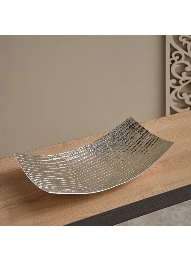 Home Box Ausie Aluminium Sparkle Ribbed Rectangular Bowl 43 x 23 x 7.5 cm