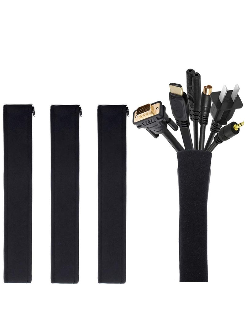 4 Pcs Cable Management Sleeve - Cord Organizer for TV Computer Home Entertainment - Flexible Zip-Up Wire Cover Wrap - Image 1