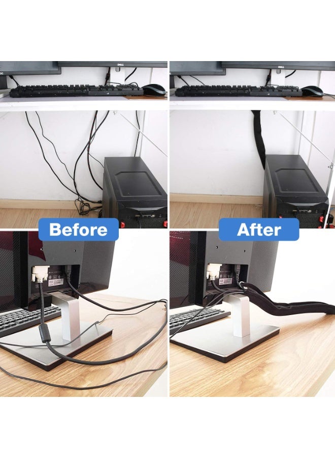 4 Pcs Cable Management Sleeve - Cord Organizer for TV Computer Home Entertainment - Flexible Zip-Up Wire Cover Wrap - Image 4