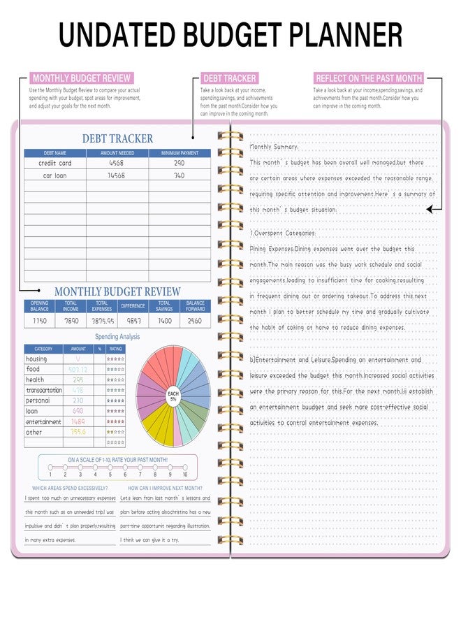 Kamoy Budget Planner - Monthly Financial Planner Organizer with Expense Budget Book/Expense Tracker Notebook/Accounting Book to Manage Your Money Effectively, Start Anytime, A5(5.8" * 8.2") Pink - Image 3