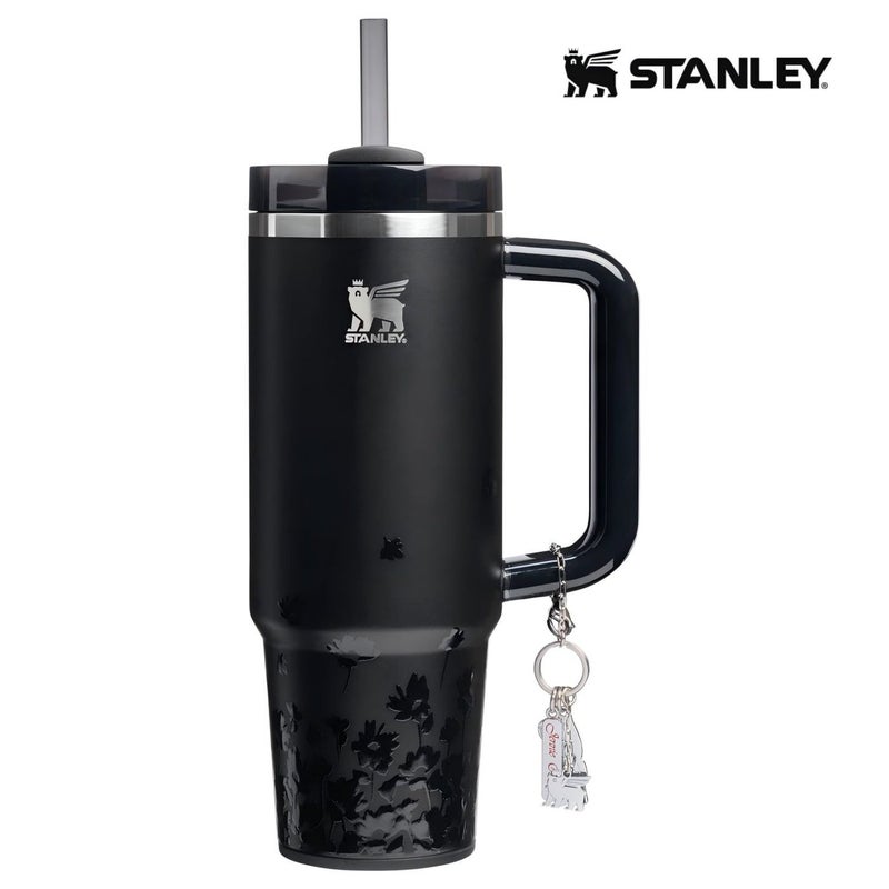 Stanley Best 30oz Stainless Steel Vacuum Insulated Tumbler with Handle and Straw Lid, Travel Mug for Cold & Hot Drinks, Fits Car Cup Holder (Dark Floral / Midnight) - Image 1