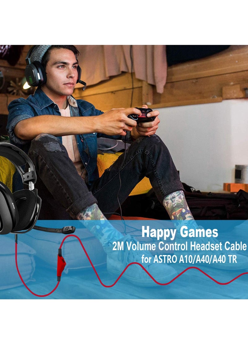 Cable Adapter for Logitech Astro A10 Gaming Headset Cable Replacement with Volume Control Also for A40/ A40TR Gaming Headset and for Xbox One/ PS4 Controller Long 2m, Red - Image 2