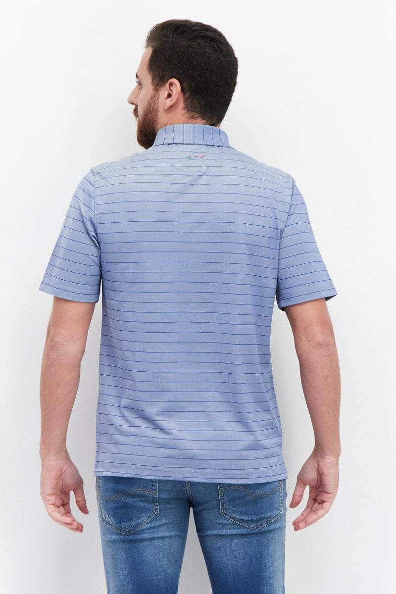 Greg Norman قميص بولو قصير الأكمام للرجال بتصميم عادي، مخطط، متعدد الألوان - Image 2