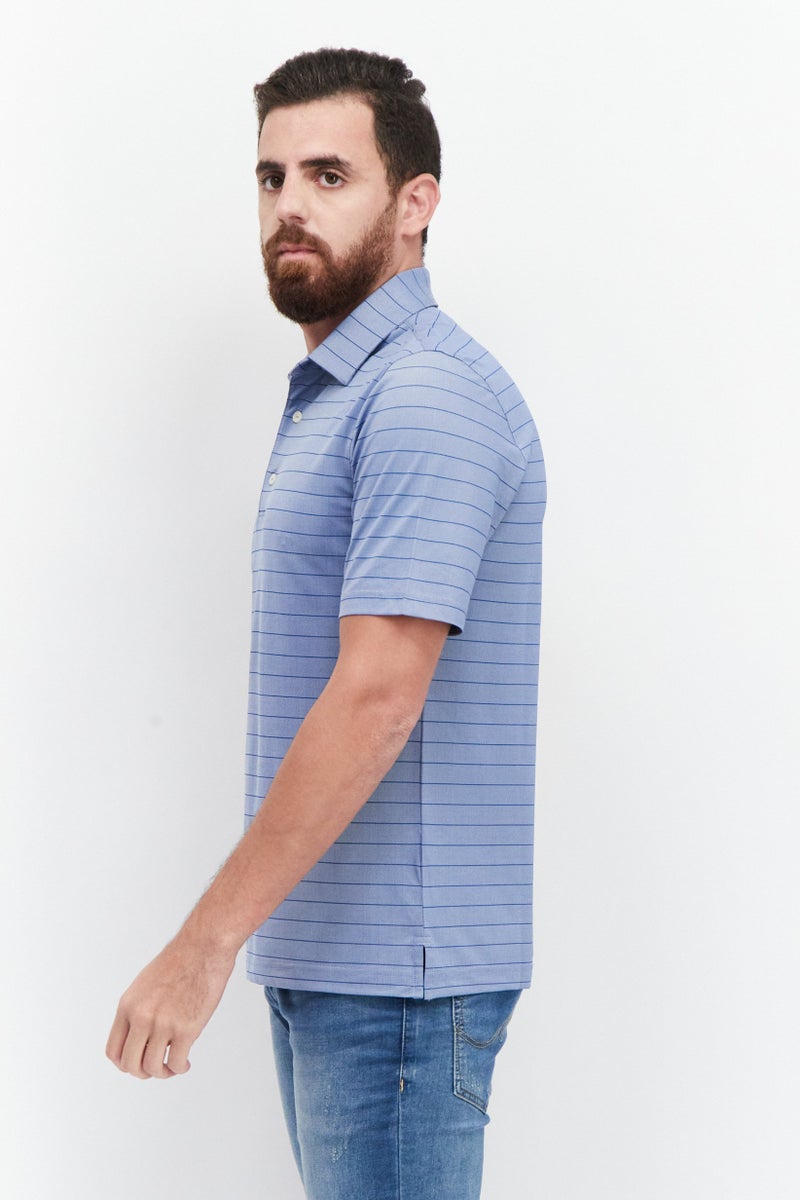 Greg Norman قميص بولو قصير الأكمام للرجال بتصميم عادي، مخطط، متعدد الألوان - Image 3