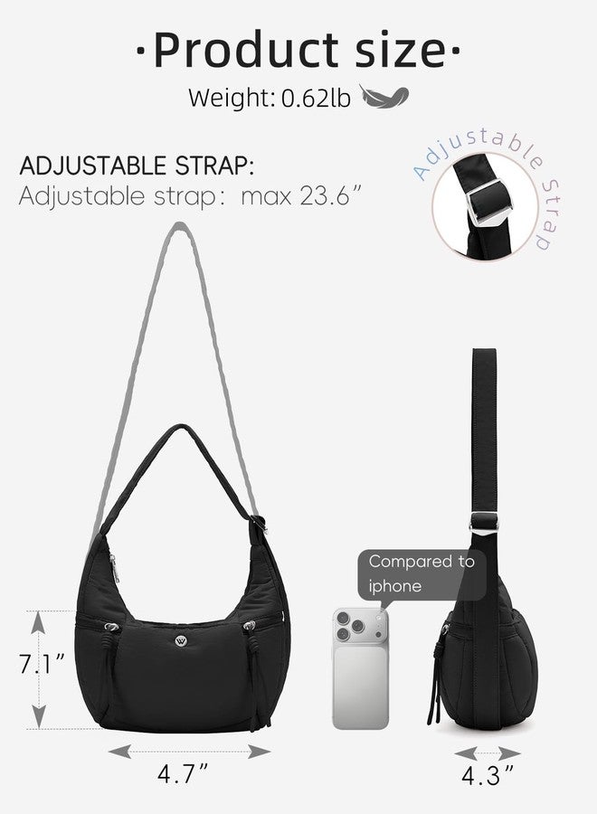 WESTBRONCO Small Puffer Crossbody Bag for Women – Nylon Crescent Shoulder Bag, Lightweight Slouchy Hobo Purse with Adjustable Strap - Image 2