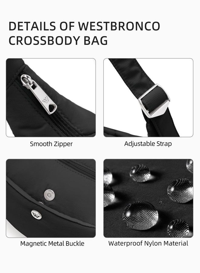 WESTBRONCO Small Puffer Crossbody Bag for Women – Nylon Crescent Shoulder Bag, Lightweight Slouchy Hobo Purse with Adjustable Strap - Image 4