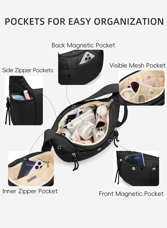 WESTBRONCO Small Puffer Crossbody Bag for Women – Nylon Crescent Shoulder Bag, Lightweight Slouchy Hobo Purse with Adjustable Strap - Image 3