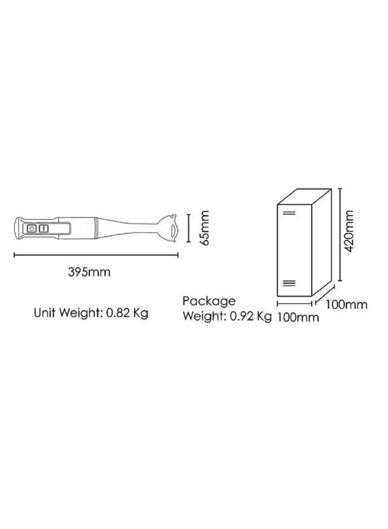 Hand Stick Blender 200W with Powerful Copper Motor – 2-Speed Control Immersion Blender with 4 Stainless Steel Blades & Removable Shaft – Ideal for Smoothies, Soups, Sauces, Baby Food & More