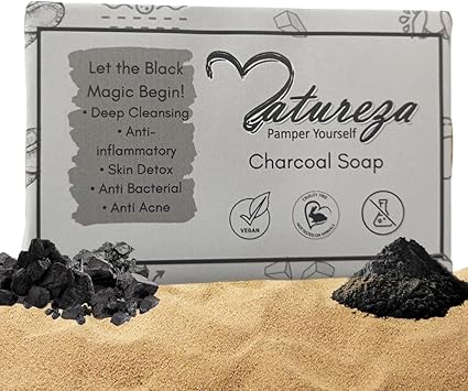 Natureza Organic Charcoal soap Herbal Handmade Anti Fungal 90g - Image 3