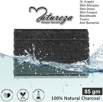 Natureza Organic Charcoal soap Herbal Handmade Anti Fungal 90g - Image 2