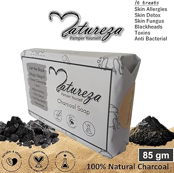 Natureza Organic Charcoal soap Herbal Handmade Anti Fungal 90g - Image 4
