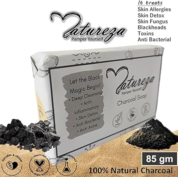 Natureza Organic Charcoal soap Herbal Handmade Anti Fungal 90g - Image 5