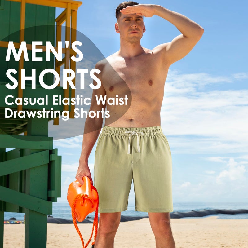 Lkrhzevg Men's Casual Shorts Elastic Waist Drawstring Lightweight Outdoor Summer Beach Shorts with Pockets Hiking Shorts-M Black - Image 5
