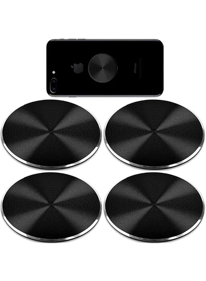 Green Tiger Metal Plates Replacement Set 4 Pack for Magnetic Car Mount. Kit of 4 Black Round Discs Without Holes for Case Back, Phone Magnets. Strong 3M Adhesive Backing Circular Cell Phone Holder Stickers - Image 1