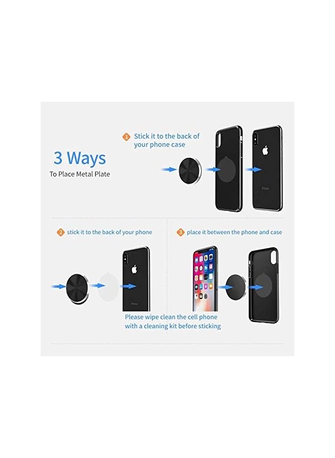 Green Tiger Metal Plates Replacement Set 4 Pack for Magnetic Car Mount. Kit of 4 Black Round Discs Without Holes for Case Back, Phone Magnets. Strong 3M Adhesive Backing Circular Cell Phone Holder Stickers - Image 5