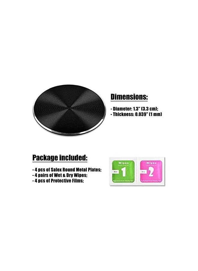 Green Tiger Metal Plates Replacement Set 4 Pack for Magnetic Car Mount. Kit of 4 Black Round Discs Without Holes for Case Back, Phone Magnets. Strong 3M Adhesive Backing Circular Cell Phone Holder Stickers - Image 2