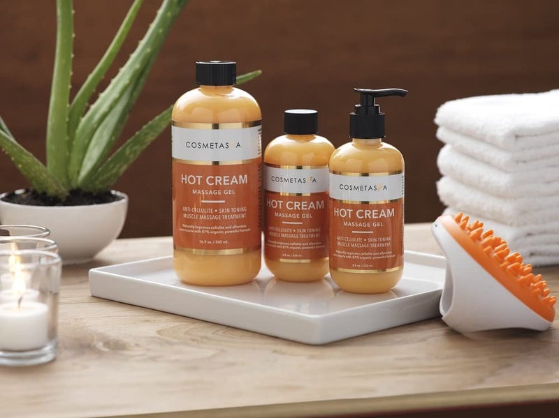 Cosmetasa Hot Cream Massage Gel with Massager Mitt- Natural and 87% Organic Cellulite Cream - Multi Use, Skin Toning for Joints and Muscle - 16.9 oz - Image 2