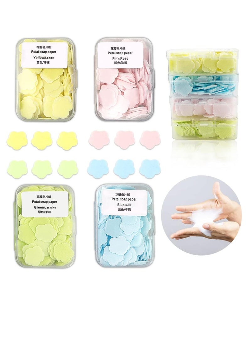Bukela 400 PCS Petal Soap Sheets Set,Portable And Dissoluble Soap Paper Sheets,Easy to Washing and Cleaning,Perfect for Children Adults Outdoor Travel Soap Tablets Durable Petal Shape Soap Sheets  - Image 1