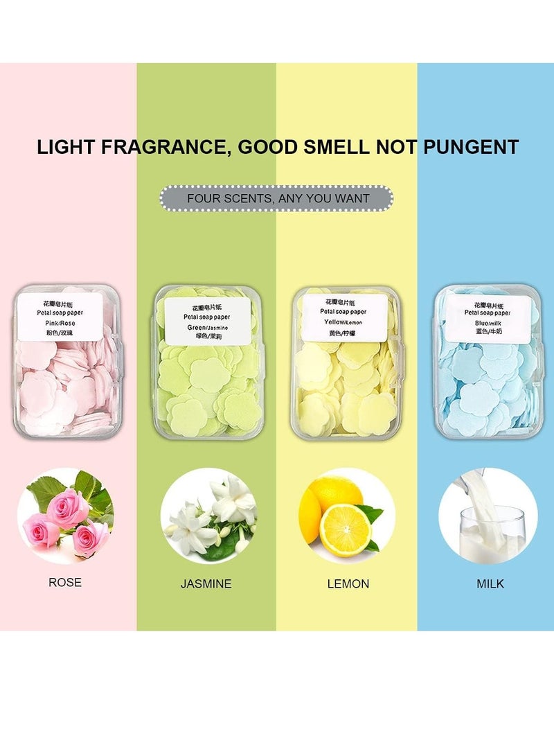 Bukela 400 PCS Petal Soap Sheets Set,Portable And Dissoluble Soap Paper Sheets,Easy to Washing and Cleaning,Perfect for Children Adults Outdoor Travel Soap Tablets Durable Petal Shape Soap Sheets  - Image 5